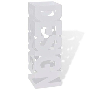 vidaXL, vidaXL Schirmhalter Schirmständer Gehstöcke Stahl weiß quadratisch 48,5 cm