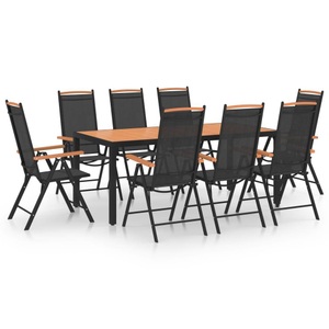 vidaXL, vidaXL 9-tlg. Garten-Essgruppe Aluminium Schwarz