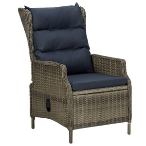 vidaXL, vidaXL Verstellbarer Gartensessel mit Auflagen Poly Rattan Braun