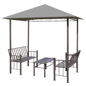 vidaXL, vidaXL Gartenpavillon mit Tisch und Bänken 2,5x1,5x2,4 m Anthrazit