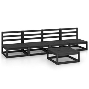 vidaXL, vidaXL 5-tlg. Garten-Lounge-Set Schwarz Massivholz Kiefer, vidaXL 5-tlg. Garten-Lounge-Set Schwarz Massivholz Kiefer