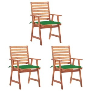 vidaXL, vidaXL Garten-Essstühle 3 Stk. mit Kissen Massivholz Akazie, vidaXL Garten-Essstühle 3 Stk. mit Kissen Massivholz Akazie