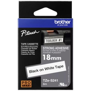 Brother, Brother Tz-S241 Farbband, Brother P-Touch, schwarz auf weiss, 18mm x 8m, stark klebend, TZe-S241, (TZS241)