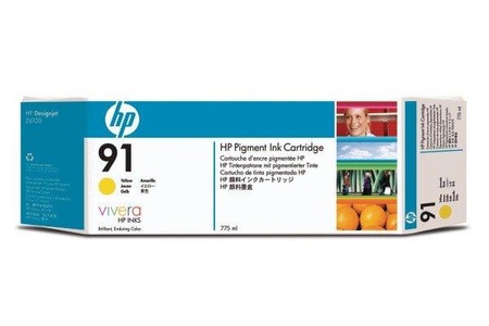 Hp, HP 91 Gelb Tintenpatrone, pigmentbasiert, 775 ml, Hewlett Packard Tintenpatrone, gelb, Vivera, No.91, C9469A, (775ml)