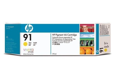 Hp, HP 91 Gelb Tintenpatrone, pigmentbasiert, 775 ml, Hewlett Packard Tintenpatrone, gelb, Vivera, No.91, C9469A, (775ml)