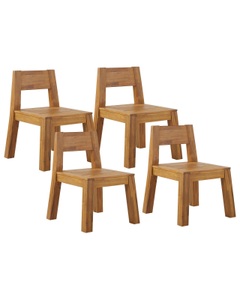 Beliani, Beliani Gartenstuhl Akazienholz hellbraun 4er Set LIVORNO, 