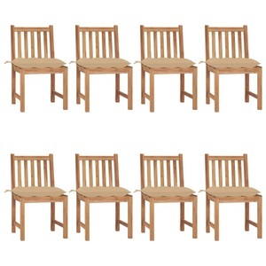 vidaXL, vidaXL Gartenstühle 8 Stk. mit Kissen Massivholz Teak, vidaXL Gartenstühle 8 Stk. mit Kissen Massivholz Teak