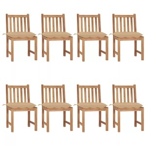 vidaXL, vidaXL Gartenstühle 8 Stk. mit Kissen Massivholz Teak, vidaXL Gartenstühle 8 Stk. mit Kissen Massivholz Teak