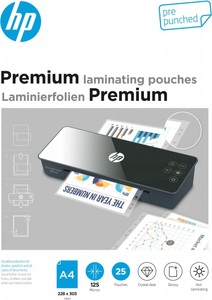 Hp, HP Premium A4, 125 Mic. gelocht (25 Stk.) - Laminierfolien, HP Inc. Laminierfolie Premium A4, 125 µm, 25 Stück, Glänzend