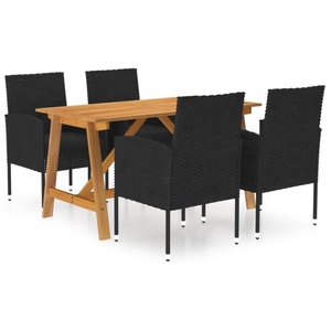 vidaXL, vidaXL 5-tlg. Garten-Essgruppe Schwarz, vidaXL 5-tlg. Garten-Essgruppe Schwarz