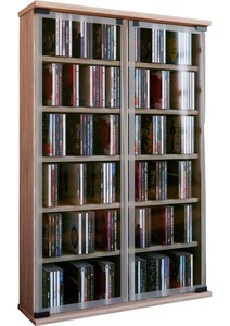 VCM, Holz CD DVD Stand Regal Schrank Aufbewahrung Standregal Galerie Glastür Holz CD DVD Stand Regal Schrank Aufbewahrung Standregal Galerie Glastür, VCM - CD Regal Holz | Schrank mit ESG-Sicherheitsglastüren für 300 CDs oder 130 DVDs 72-Videos Maße: H. 92 x B. 60 T. 18 cm Elegantes DVD |, One Size, Sonoma-Eiche