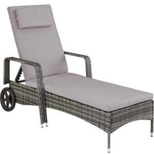TecTake, Rattan Sonnenliege Cassis Rattan Sonnenliege Cassis, Tectake - Rattan Sonnenliege Cassis, One Size, Grau
