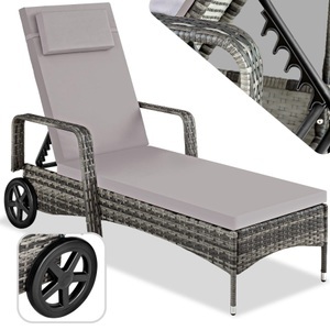 TecTake, Rattan Sonnenliege Cassis Rattan Sonnenliege Cassis, Tectake - Rattan Sonnenliege Cassis, One Size, Grau