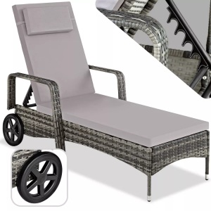 TecTake, Rattan Sonnenliege Cassis Rattan Sonnenliege Cassis, Tectake - Rattan Sonnenliege Cassis, One Size, Grau
