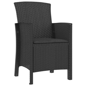 vidaXL, vidaXL Gartenstuhl mit Kissen PP Rattan Graphitgrau, vidaXL Gartenstuhl mit Kissen PP Rattan Graphitgrau