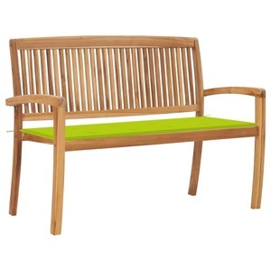 vidaXL, vidaXL Stapelbare Gartenbank mit Auflage 128,5 cm Massivholz Teak