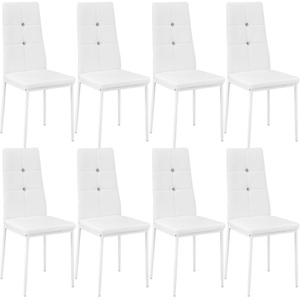TecTake, 8 Esszimmerstühle, Kunstleder mit Glitzersteinen - weiss, Tectake - 8 Esszimmerstühle, Kunstleder mit Glitzersteinen, Stück, Weiss