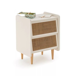 LA REDOUTE INTERIEURS, Nachttisch Taga mit 2 Rattanschubladen Nachttisch Taga mit 2 Rattanschubladen, La Redoute Intérieurs - Nachtschrank Taga mit 2 Rattan-Schubladen, One Size, Weiss