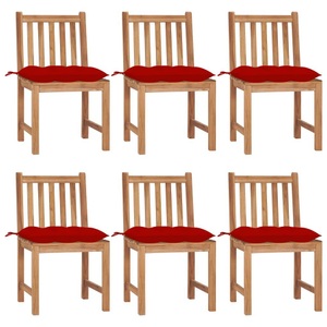 vidaXL, vidaXL Gartenstühle 6 Stk. mit Kissen Massivholz Teak, vidaXL Gartenstühle 6 Stk. mit Kissen Massivholz Teak