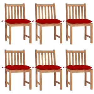 vidaXL, vidaXL Gartenstühle 6 Stk. mit Kissen Massivholz Teak, vidaXL Gartenstühle 6 Stk. mit Kissen Massivholz Teak