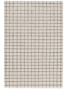 Benuta, Wollteppich Grid SchwarzWeiß Wollteppich Grid SchwarzWeiß, 