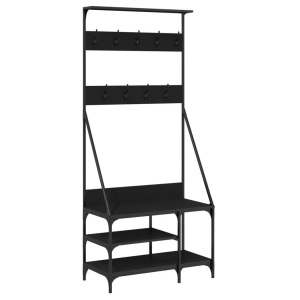 vidaXL, vidaXL Kleiderständer mit Schuhablage Schwarz 80x40x184 cm, VidaXL - Kleiderständer holzwerkstoff, One Size, Schwarz
