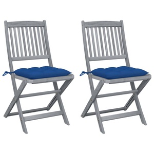 vidaXL, vidaXL Klappbare Gartenstühle 2 Stk. mit Kissen Massivholz Akazie, vidaXL Klappbare Gartenstühle 2 Stk. mit Kissen Massivholz Akazie