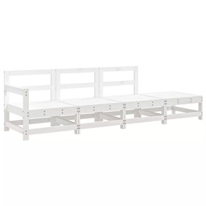 vidaXL, vidaXL 4-tlg. Garten-Lounge-Set Weiß Massivholz Kiefer, vidaXL 4-tlg. Garten-Lounge-Set Weiß Massivholz Kiefer
