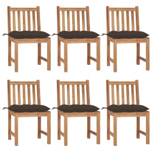 vidaXL, vidaXL Gartenstühle 6 Stk. mit Kissen Massivholz Teak, vidaXL Gartenstühle 6 Stk. mit Kissen Massivholz Teak