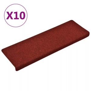 vidaXL, vidaXL Treppenmatten 10 Stk. Bordeauxrot 65x25 cm Nadelvlies, vidaXL Treppenmatten 10 Stk. Bordeauxrot 65x21x4 cm Nadelvlies