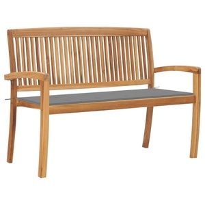 vidaXL, vidaXL Stapelbare Gartenbank mit Auflage 128,5 cm Massivholz Teak, 