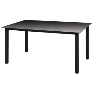 Diverse Hardware, Garten-Esstisch Glas Aluminium 150 x 90 x 74 cm Schwarz, vidaXL Gartentisch Schwarz 150x90x74 cm Aluminium und Glas