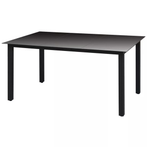 Diverse Hardware, Garten-Esstisch Glas Aluminium 150 x 90 x 74 cm Schwarz, vidaXL Gartentisch Schwarz 150x90x74 cm Aluminium und Glas