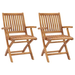 vidaXL, vidaXL Klappbare Gartenstühle 2 Stk. Massivholz Teak