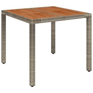vidaXL, vidaXL Gartentisch mit Holzplatte Grau 90x90x75 cm Poly Rattan, vidaXL Gartentisch mit Holzplatte Grau 90x90x75 cm Poly Rattan