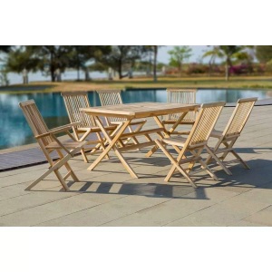 mutoni trend, Garten Sitzgruppe (7-tlg) Teakholz 135x85 natur, Garten Sitzgruppe Teakholz 135x85 natur (7-tlg)