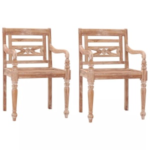 vidaXL, vidaXL Batavia-Stühle 2 Stk. Massivholz Teak Getüncht, vidaXL Batavia-Stühle 2 Stk. Massivholz Teak Getüncht