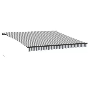 vidaXL, vidaXL Markise Manuell mit LEDs Anthrazit & Weiß 400x350 cm, vidaXL Markise Manuell mit LEDs Anthrazit & Weiß 400x350 cm