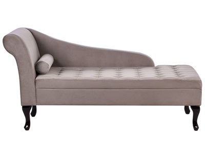 Beliani, Chaiselongue aus Samtstoff Retro PESSAC Chaiselongue aus Samtstoff Retro PESSAC, Beliani - Linksseitige Chaiselounge aus Samtstoff Retro PESSAC, One Size, Taupe