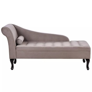 Beliani, Chaiselongue aus Samtstoff Retro PESSAC Chaiselongue aus Samtstoff Retro PESSAC, Beliani - Linksseitige Chaiselounge aus Samtstoff Retro PESSAC, One Size, Taupe