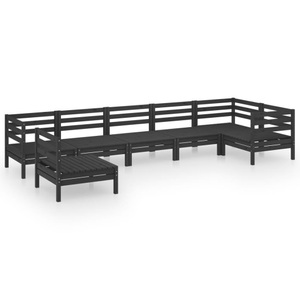 vidaXL, vidaXL 7-tlg. Garten-Lounge-Set Massivholz Kiefer Schwarz