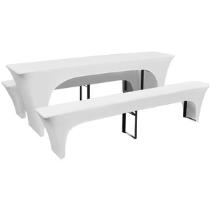 vidaXL, vidaXL 3-tlg. Hussen-Set für Biertisch und Bänke Weiß 220x50x80 cm, vidaXL 3-tlg. Hussen-Set für Biertisch und Bänke Weiß 220x50x80 cm