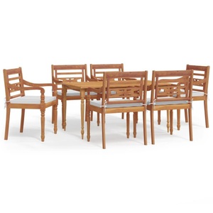vidaXL, vidaXL 7-tlg. Garten-Essgruppe mit Kissen Massivholz Teak