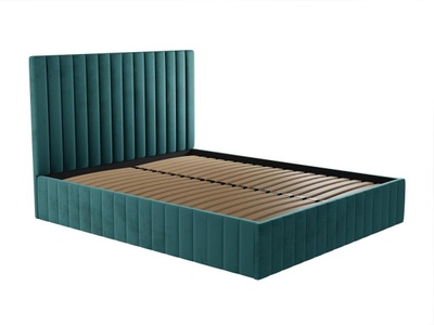 Vente-unique, Bett mit Bettkasten & Bett-Kopfteil - Samt - 180 x 200 cm - Blaugrün - LARALI Bett mit Bettkasten & Bett-Kopfteil - Samt - 180 x 200 cm - Blaugrün - LARALI, 
