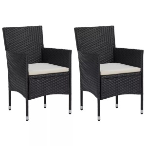 vidaXL, vidaXL Garten-Essstühle 2 Stk. Poly Rattan Schwarz, vidaXL Garten-Essstühle 2 Stk. Poly Rattan Schwarz