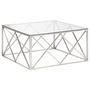 vidaXL, vidaXL Couchtisch Silbern Edelstahl und Hartglas