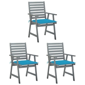 vidaXL, vidaXL Garten-Essstühle mit Kissen 3 Stk. Massivholz Akazie, 