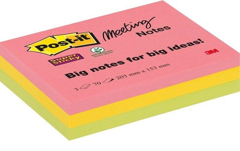 POST-IT, POST-IT Super Sticky Meeting 203x152mm 8670-3SS-EU 3x70 Blatt, 3M Post-it Super Sticky Meeting, 203mm x 153mm, 8670-3SS-EU, (3 x 70 Blatt)