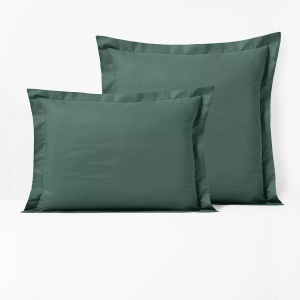 LA REDOUTE INTERIEURS, Unifarbener Kissenbezug aus Baumwolle mit Stehsaum Scenario, La Redoute Intérieurs - Kissenbezug Scenario mit Stehsaum, 63X63CM, Grün