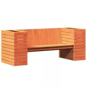 vidaXL, vidaXL Gartenbank mit Pflanzkübeln Braun 167,5x60x65 cm Kiefernholz